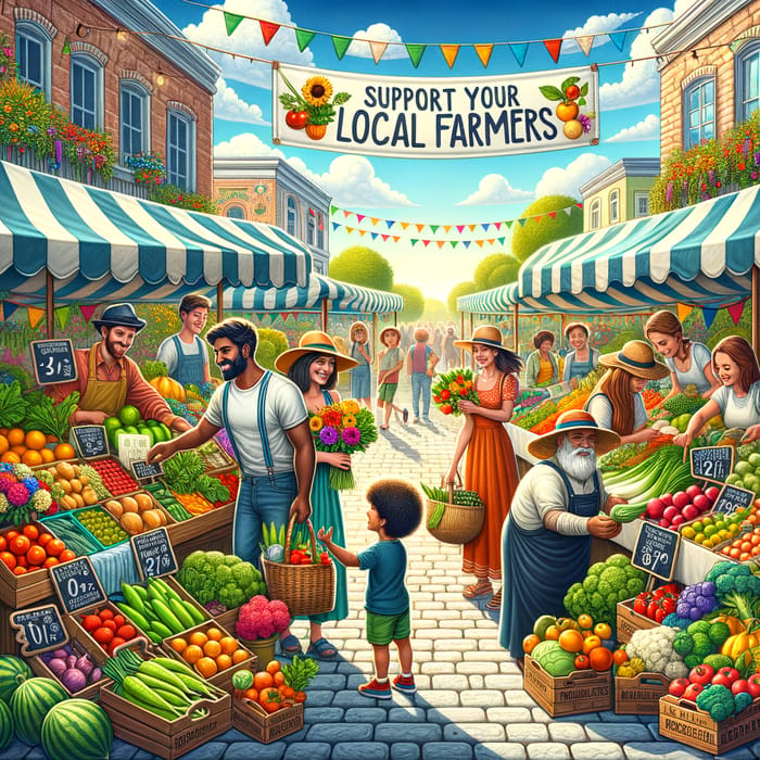 Bustling Farmers Market Scene | Fresh Produce & Local Vendors