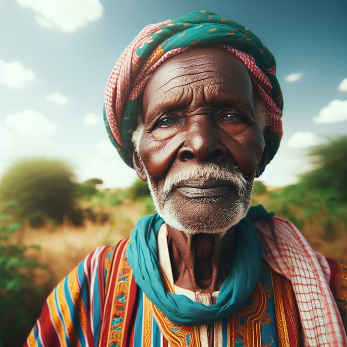 Wisdom and Tradition: Elderly Sudanese Man in Vibrant Attire