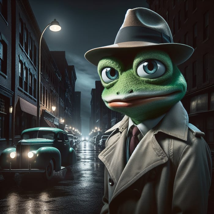 Kermit: Gritty Noir Detective in Film Noir City | Mystery Character