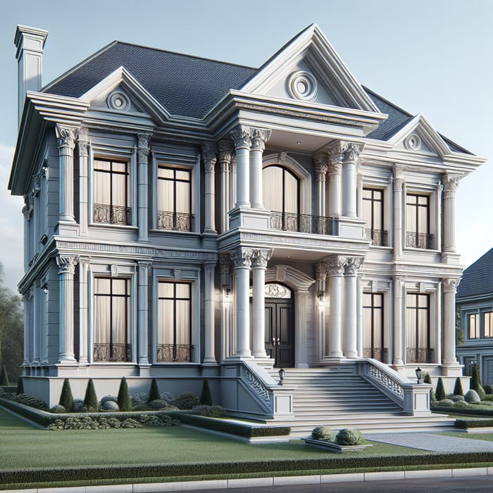 Classical Style House with Symmetrical Facade Design