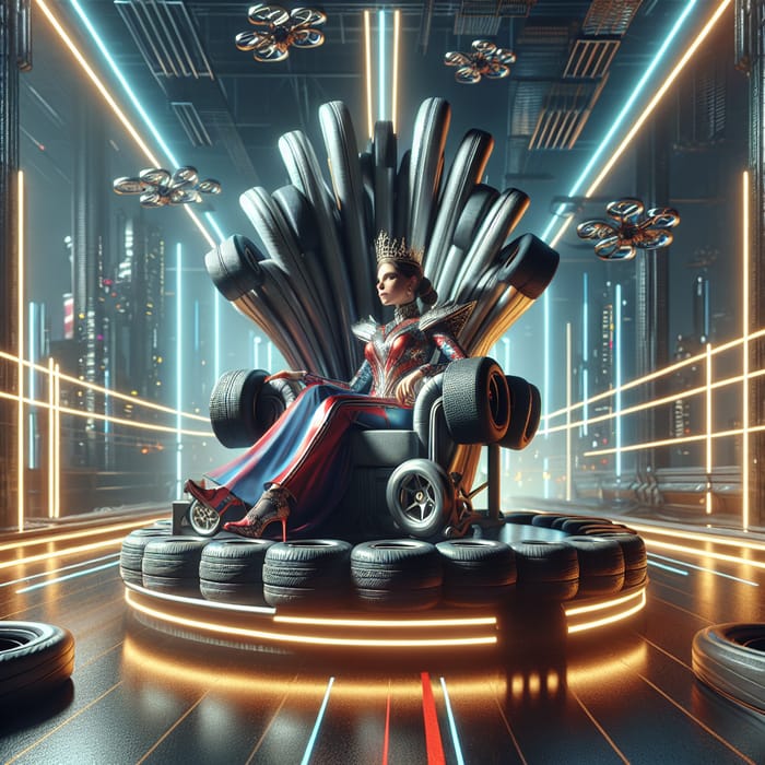 Karting Tyre Queen Slick Small Tyres on the Iron Throne Game of Thrones Fantasy Future 3D