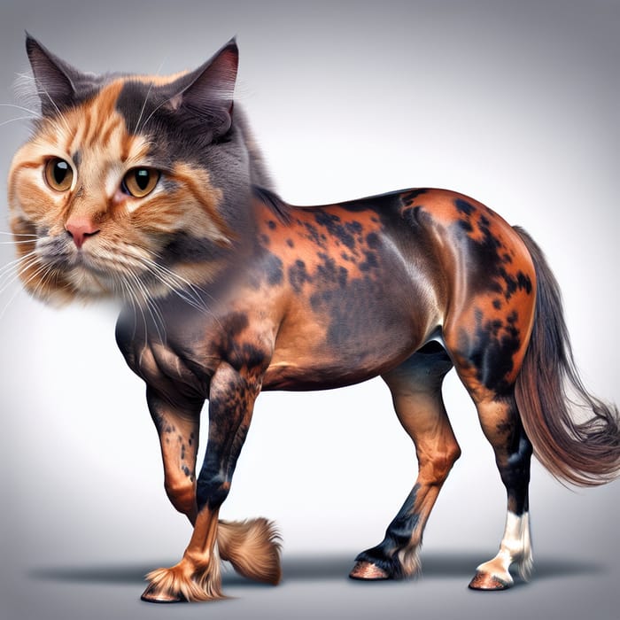 Surreal Cat with Horse Head - Enigmatic Feline Equine Fusion