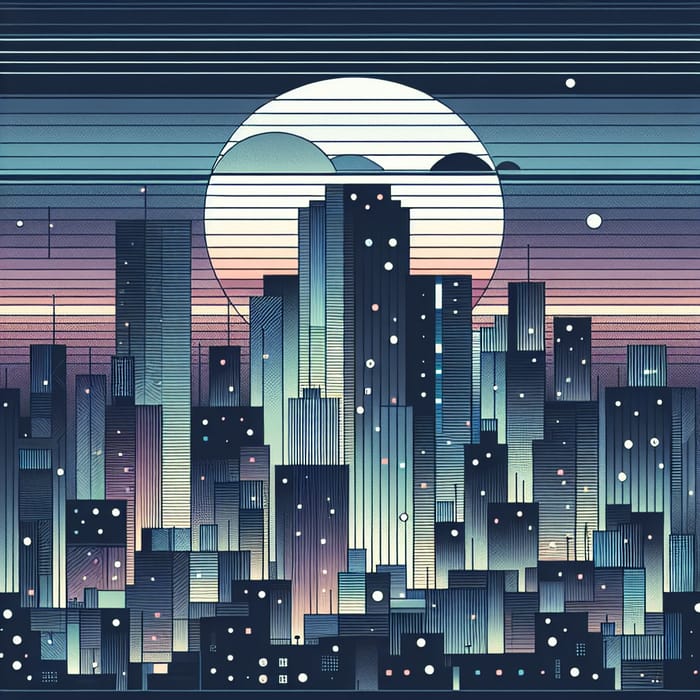Twilight Cityscape Abstract - Unique Urban Art