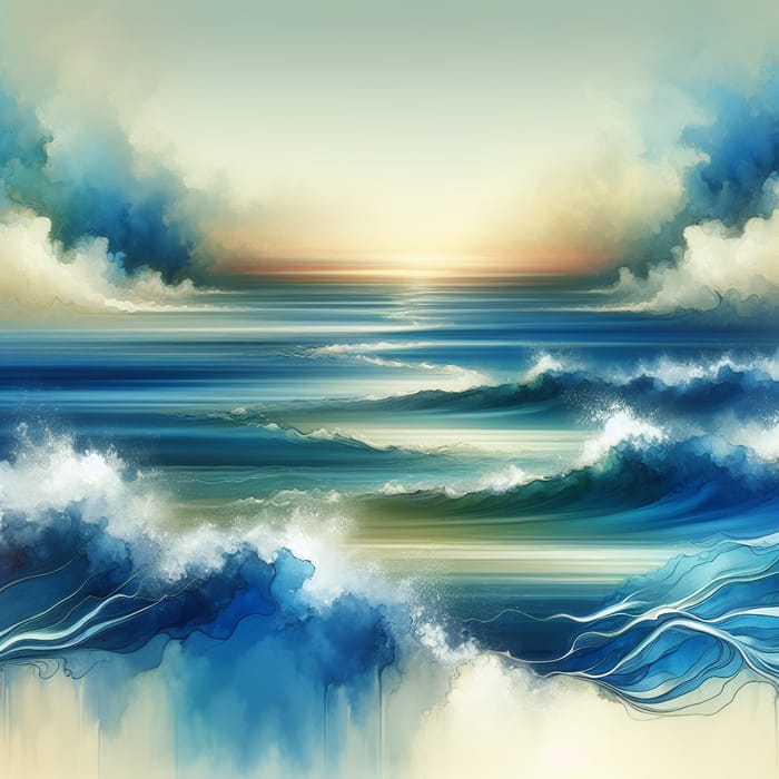 Abstract Ocean Waves: A Timeless Watercolor Beauty