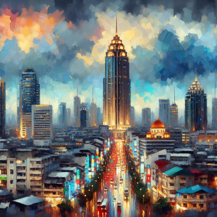 Impressionistic Cityscape Painting: Urban Life Art