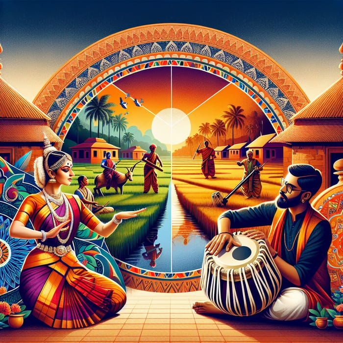 India Traditional Culture: Saree Dancer & Tabla Player