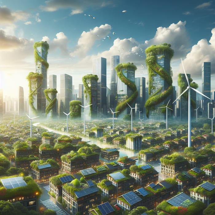 Vision of Tomorrow: Cityscape Blending Nature and Technology