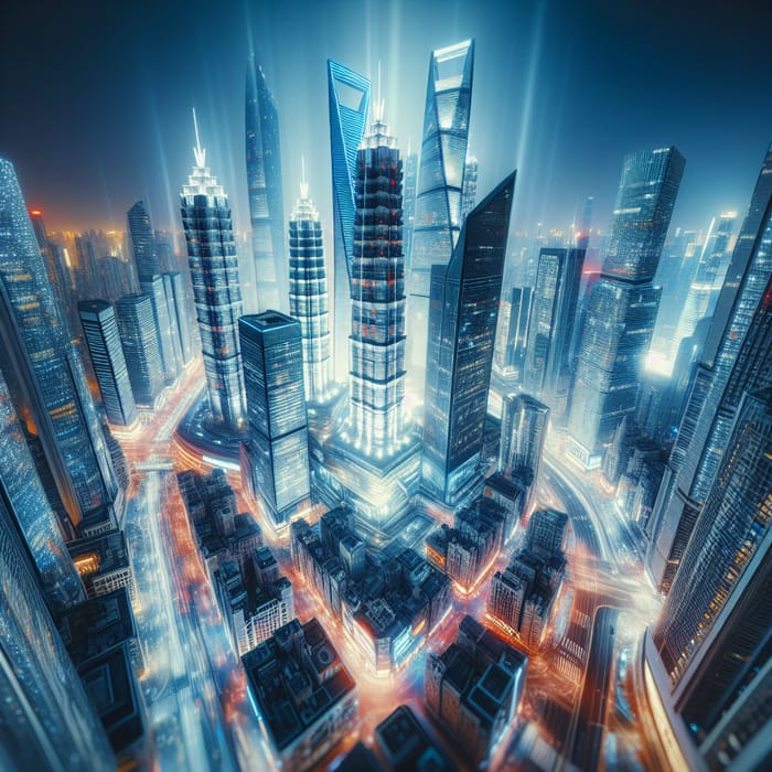 Hyper-Realistic Futuristic Cityscape - Bright Neon Skyscrapers
