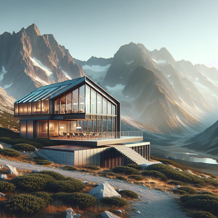 Modern Glass Mountain Hut in Scenic Landscape