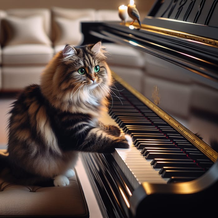 Cute Cat Playing Piano - Musical Meow Performance