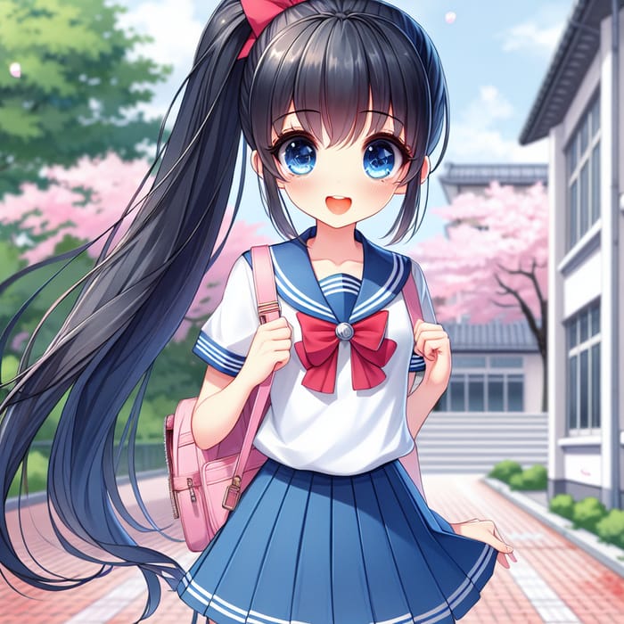 Anime High School Girl in Sailor Uniform
