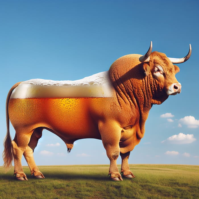 Beer Bull on Green Field | Strong Brew Imagery