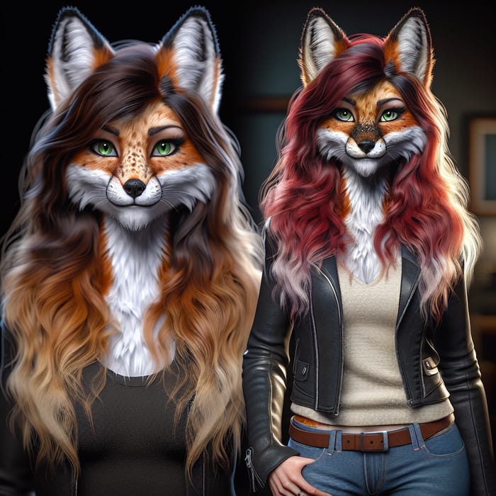 Furry Girl: A Unique Fox Character with Green Eyes & Auburn Hair
