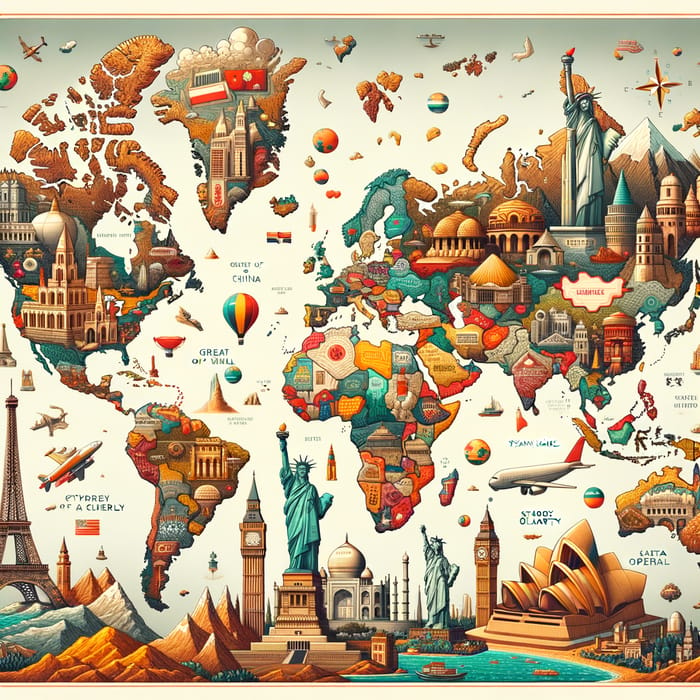Detailed World Landmarks Map | Educational Illustration