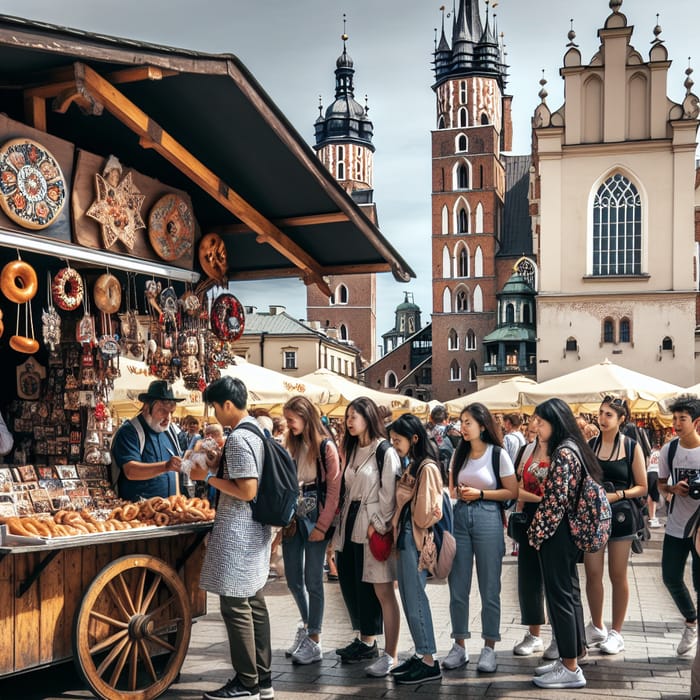 Krakow Market Square: Tourists from Around the World