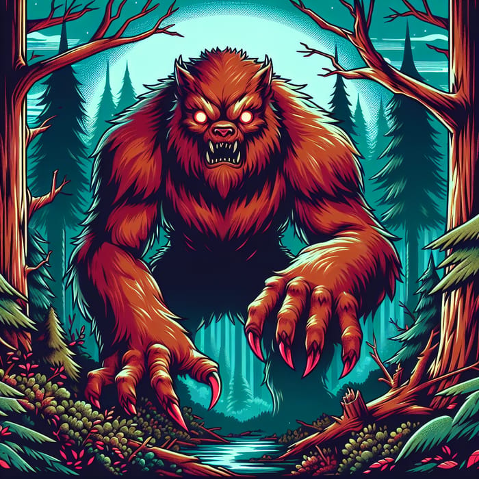 Brown Monster in Forest - Nature Illustration