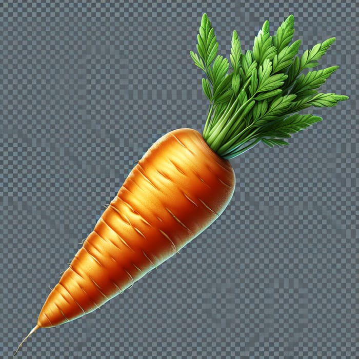 Textured Carrot with Green Leaves | High-Res PNG