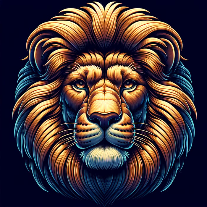 Detailed 3D Lion Face T-Shirt Design