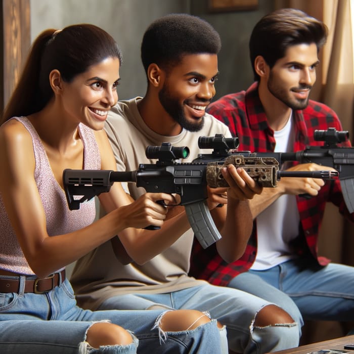 Intense Battle Royale Gameplay: Squad of Friends in Free Fire Battleground