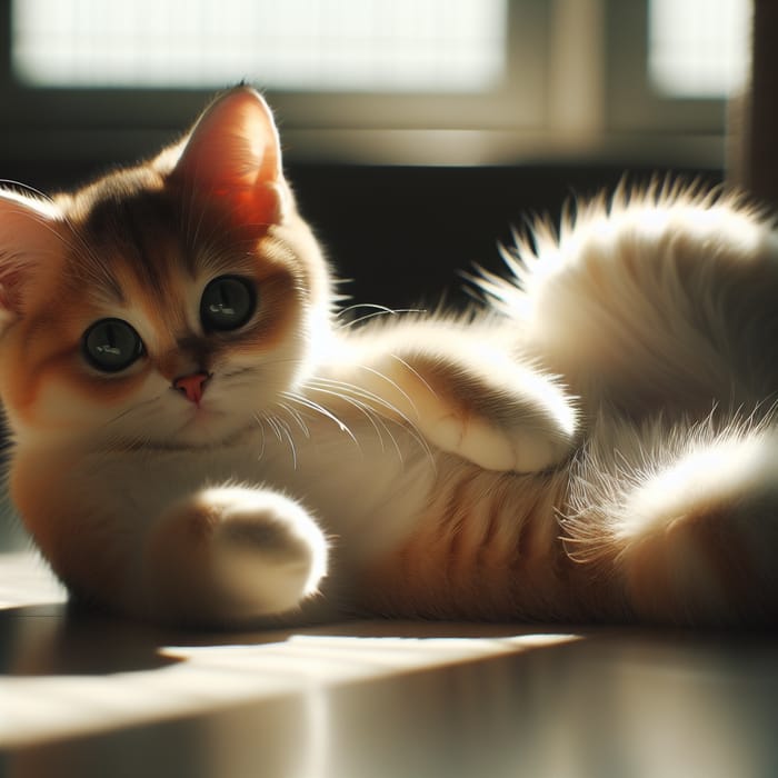 Adorable Orange and White Cat Relaxing