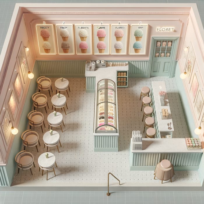 Compact Ice Cream Shop Floor Plan | Frosty Florets Design
