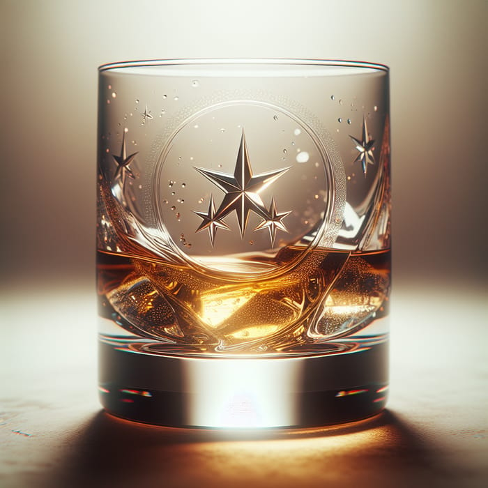 Whisky Glass with Three Stars | Golden Liquid Close-Up
