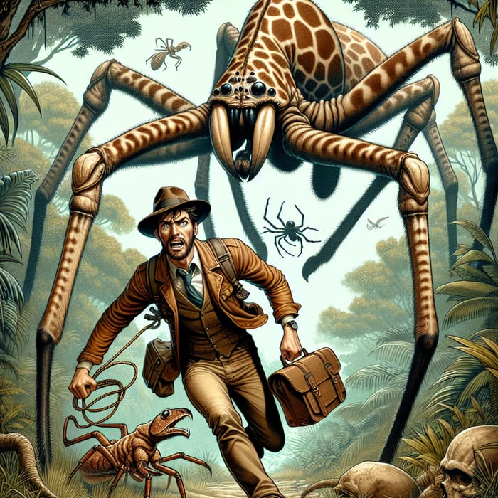 Indiana Jones Fleeing from Spider-Giraffe in Zoochosis