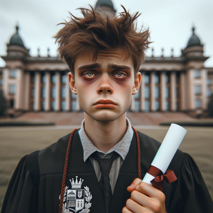 Stressed Young Boy Graduating University - Challenges & Achievements