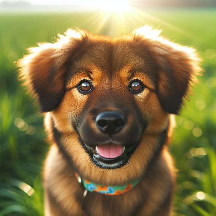 Adorable Brown Fur Dog on Green Field