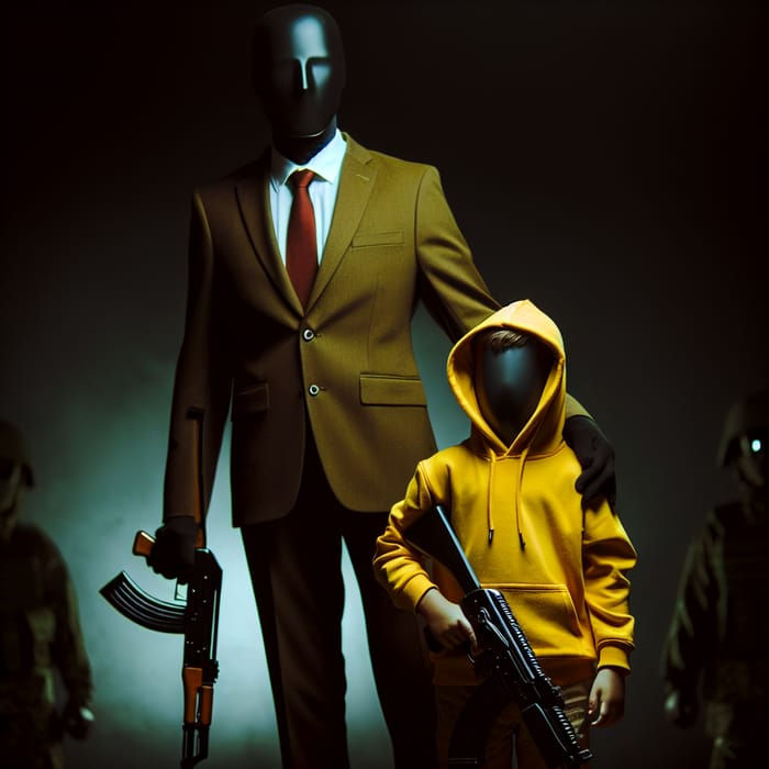 Slenderman Confrontation: Terrifying Showdown with Yellow Hooded Boy
