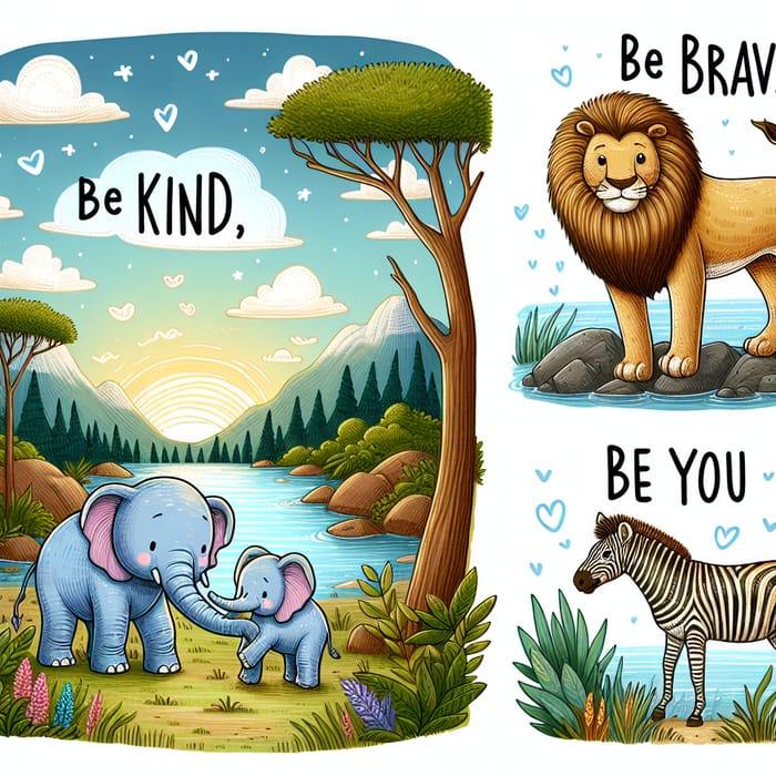 Be Kind, Be Brave, Be You - Heartwarming Animal Illustrations