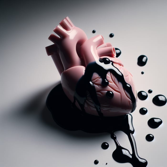 Plastic Heart Leaking Black Liquid - Dark Fantasy Art