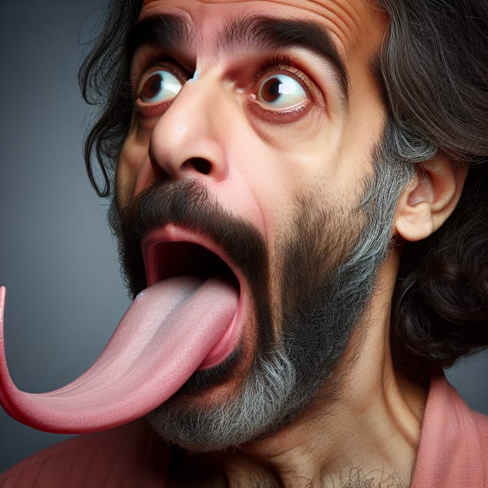 Astounded Middle-Eastern Man with Long Tongue | Surprised