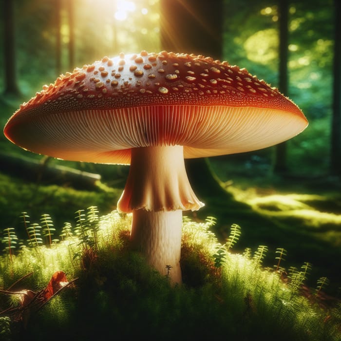 Vibrant Red Mushroom in Lush Forest - Detailed Image of Mushroom