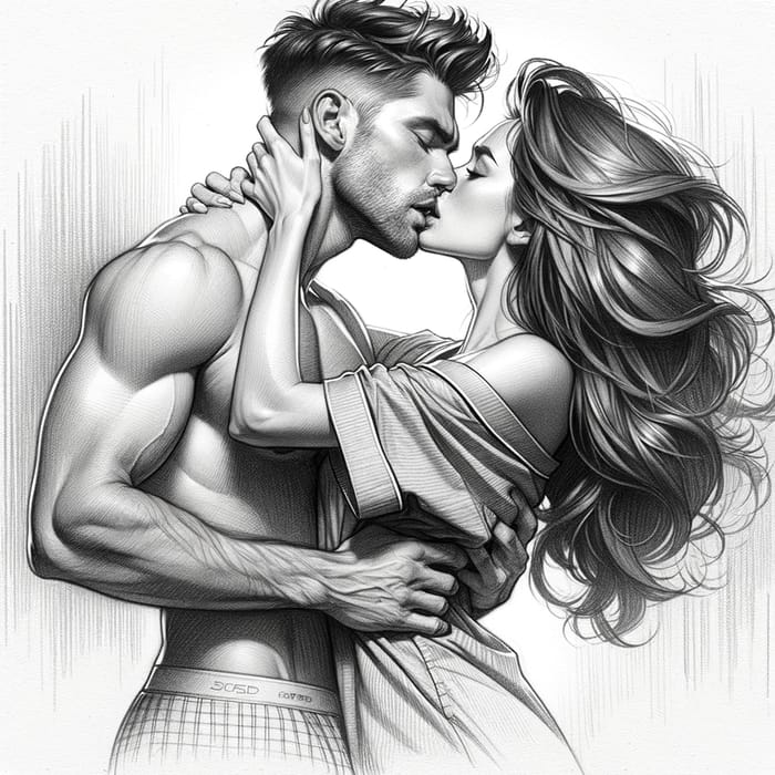 Tender Kiss Sketch | American Descent Couple