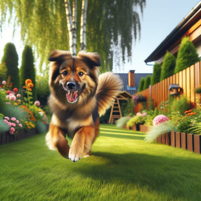 Adorable Dog Playing in Beautiful Garden