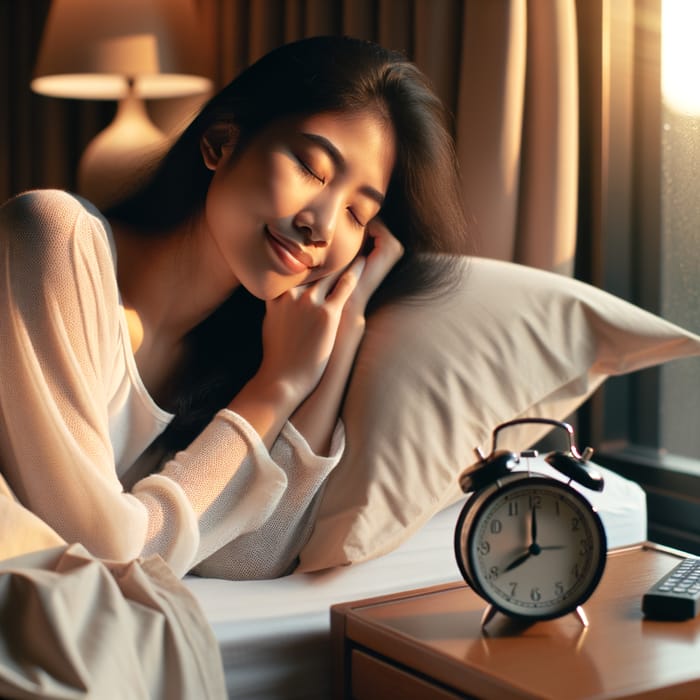Beautiful Woman Waking Up to Alarm | Morning Tranquility