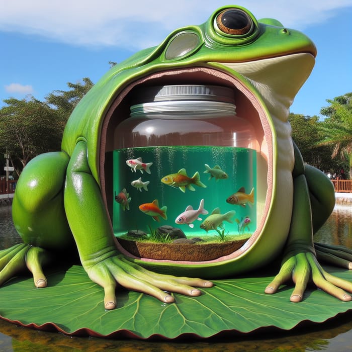 Water Tank Inside Giant Green Frog - Fascinating Scenario