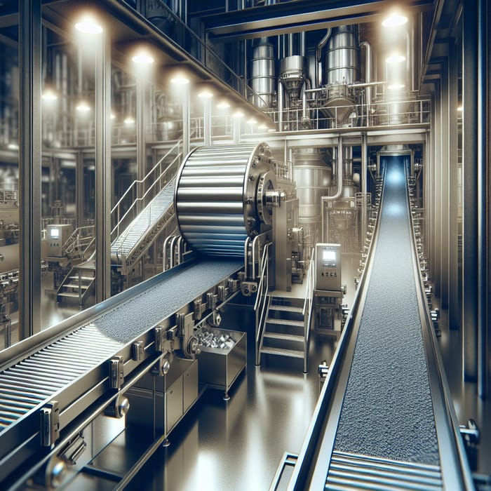 Conveyor Belt in Industrial Factory Scene