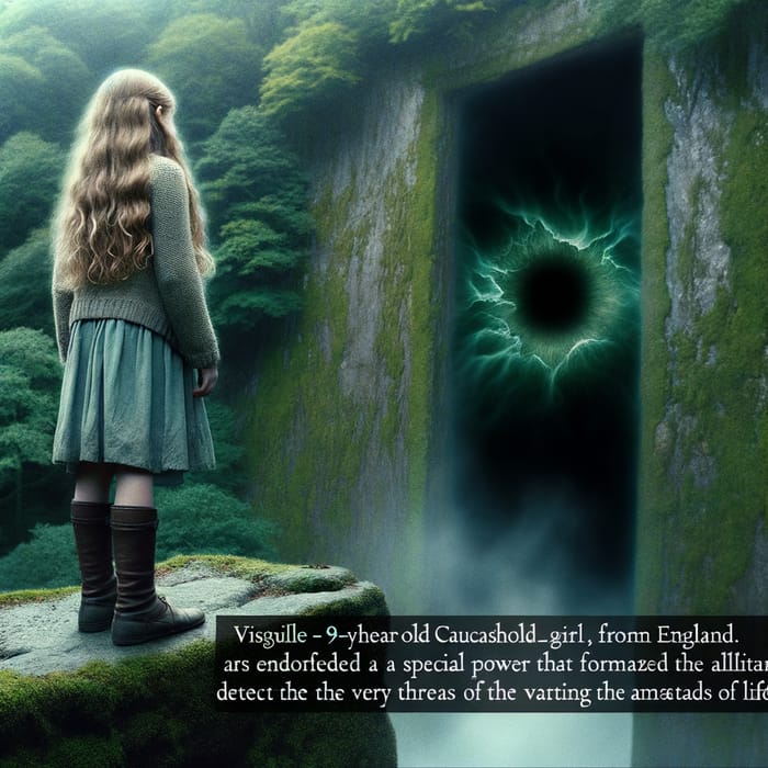 Young Girl with Visionary Powers gazing at a Mysterious Portal