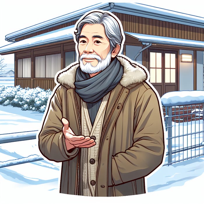 Elderly Man in Snowy Day Outside House Asking for Food | Winter Scene