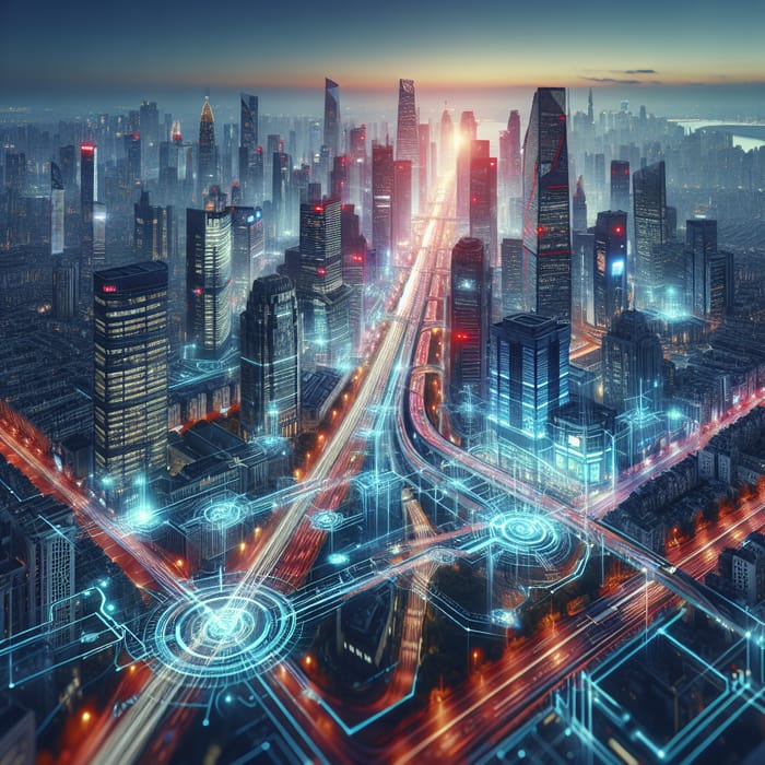 Futuristic Cityscape | Advanced Architecture | Intelligent Traffic Flow