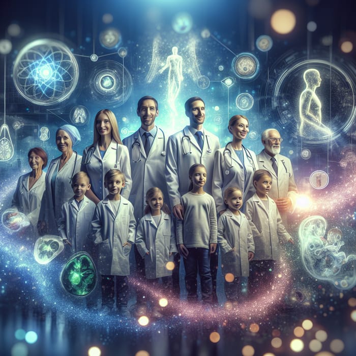 Large Multigenerational Family of Doctors | Hyperrealistic Medicine Scene