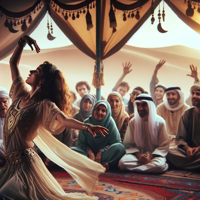 Spellbinding Oriental Dance by Enchanting Woman in Desert Tent