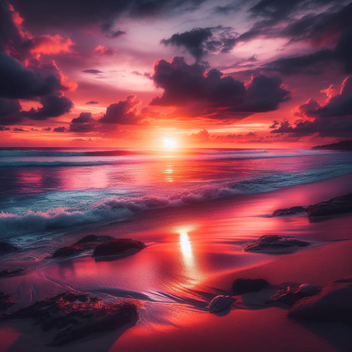 Beautiful Sunset at the Beach - Nature's Tranquility | AI Art Generator ...