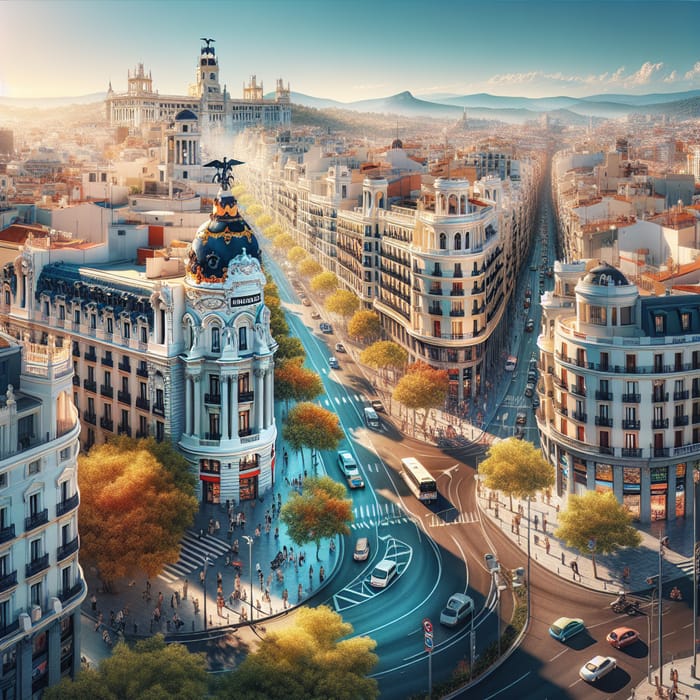 Vibrant Madrid, Spain Cityscape with Historical Buildings