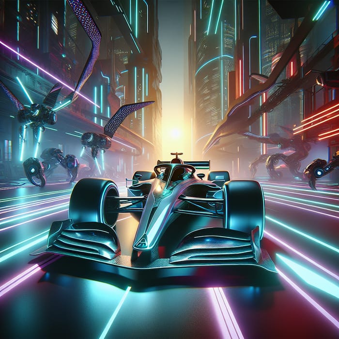 Futuristic Race Car in Adrenaline-Pumping Scene | AI Art Generator ...