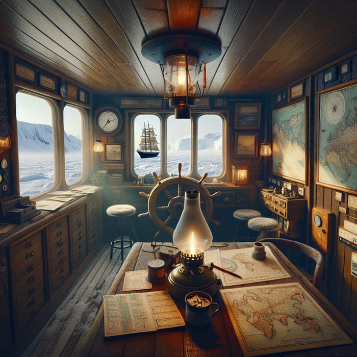 Arctic Sea Ship Cabin: Navigational Tools & Cozy Spaces