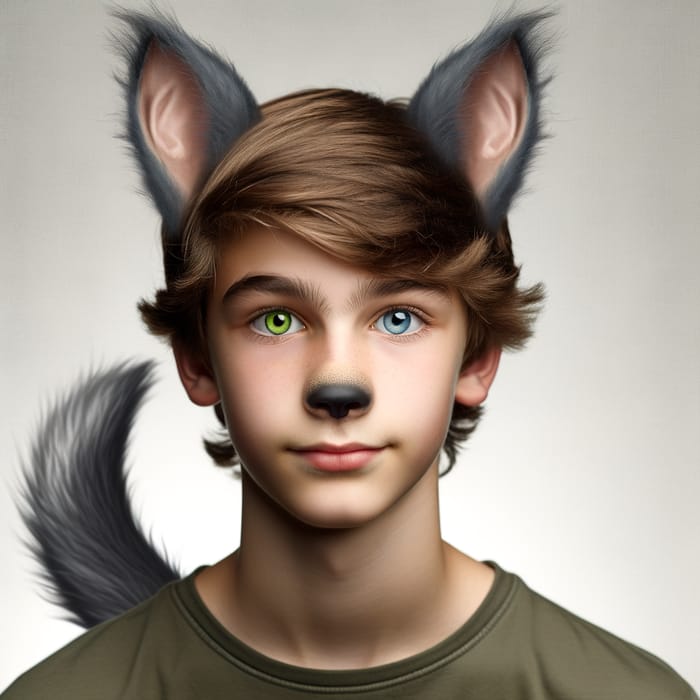 Teen with Dog Ears and Captivating Green Blue Eyes