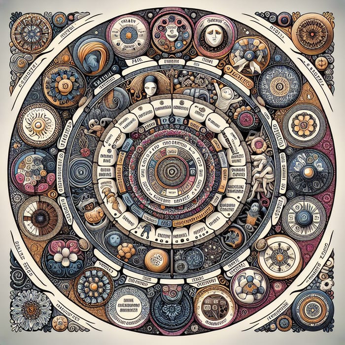 Intricate Human Traits Mandala: Evolution and Life Stages
